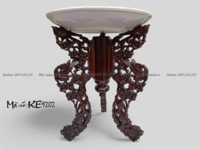 chò gỗ 3 chân đục hoa mai gỗ gụ