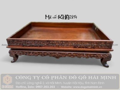 khay trà chân quỳ gỗ gụ