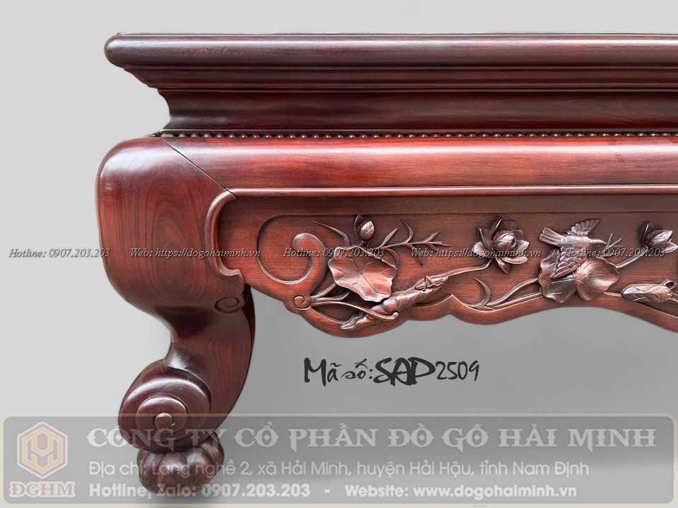 sập mành chân quỳ đục sen vịt