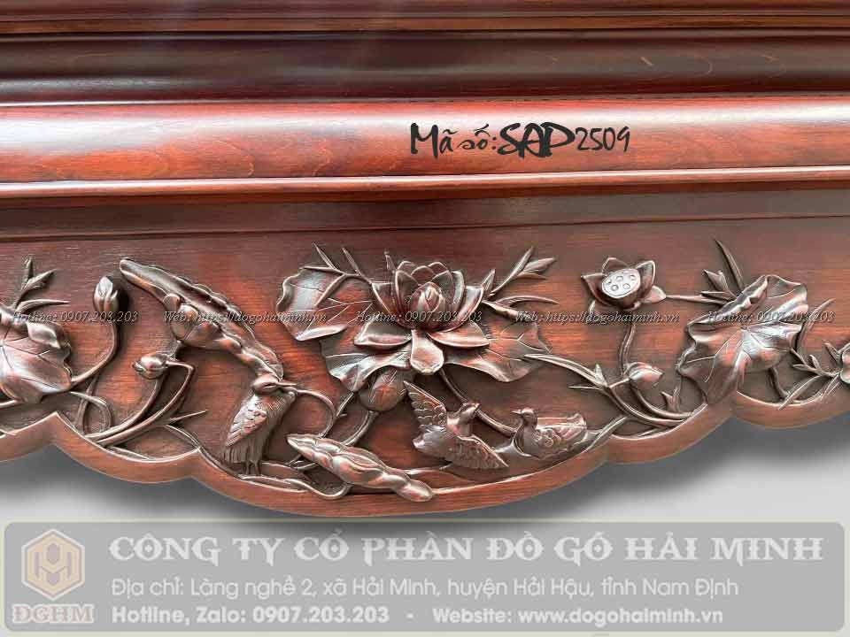 sập mành đục sen vịt gỗ gụ