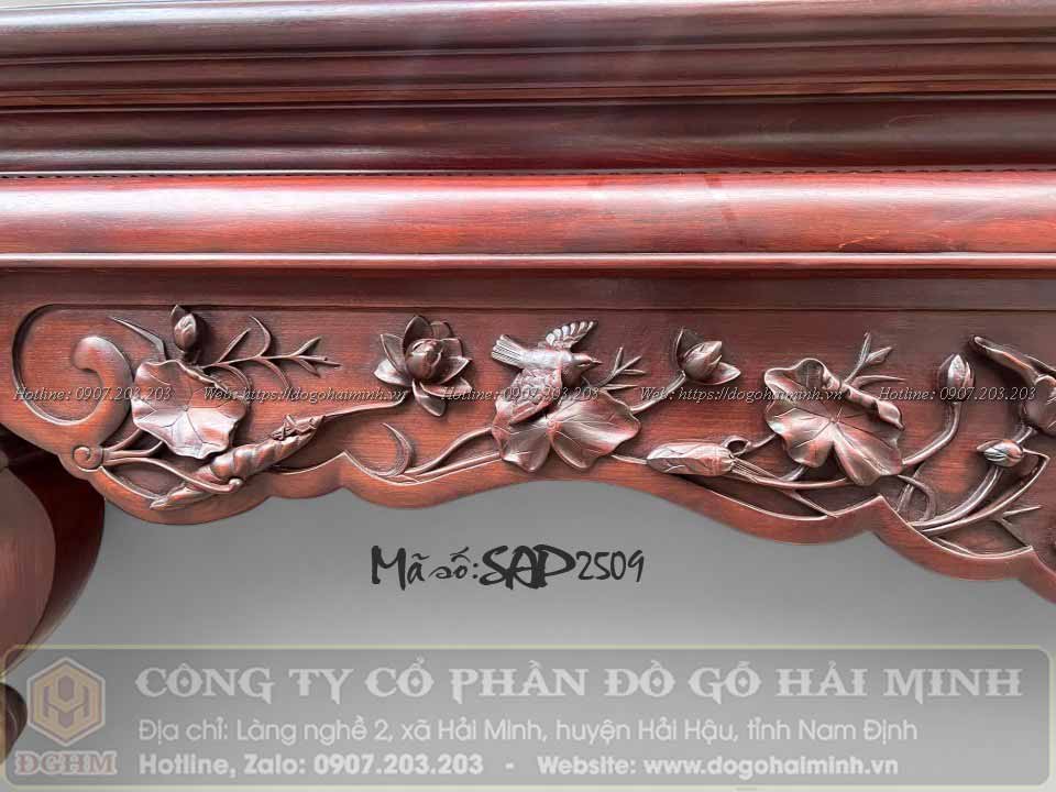 sập mành gỗ gụ đục sen