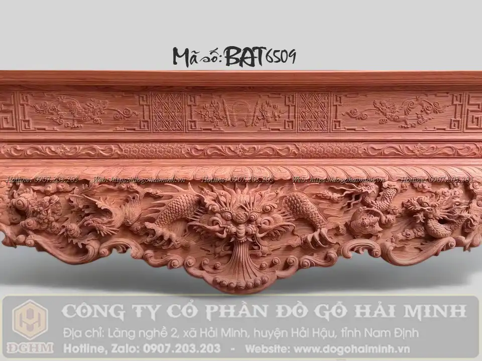 sập thờ đục tứ linh chân 26 đẹp