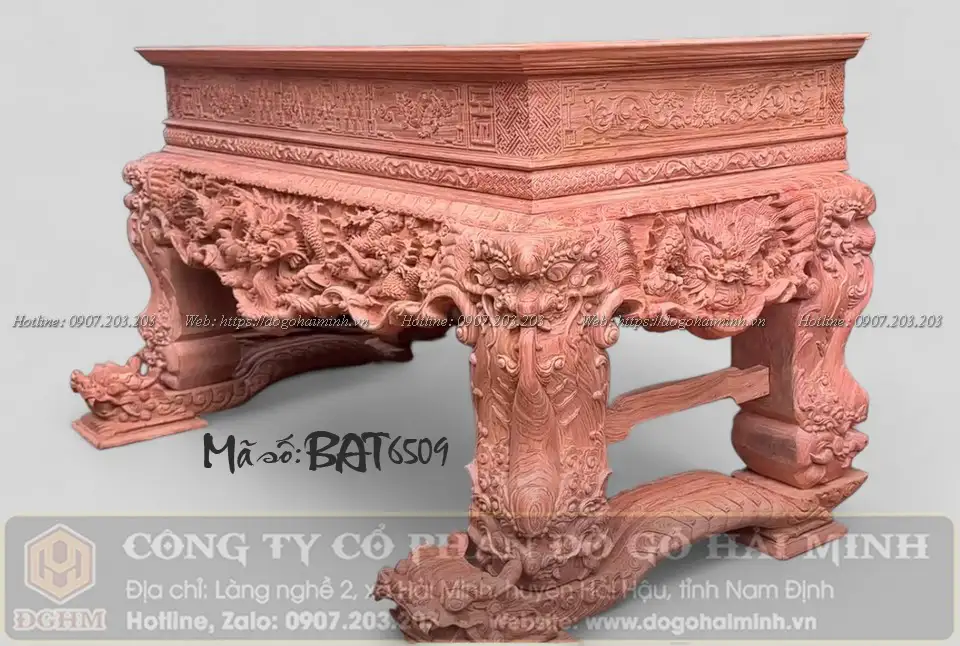 sập thờ gia tiên đục tứ linh chân 26