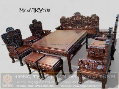 trường kỷ đục bát tiên gỗ gụ