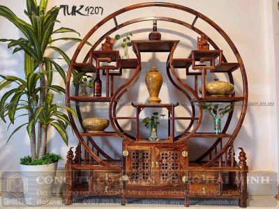 tủ bày đồ dáng vòm gỗ cẩm lai