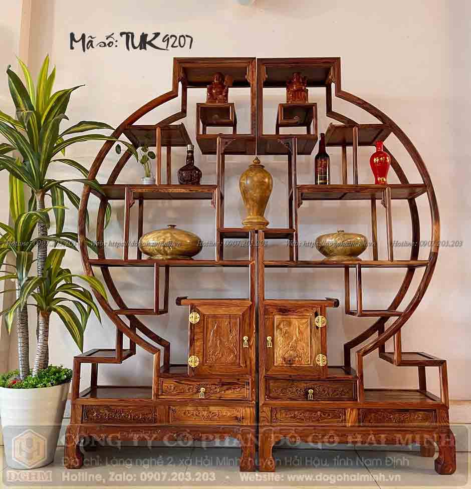 tủ trang trí dáng vòm gỗ cẩm lai