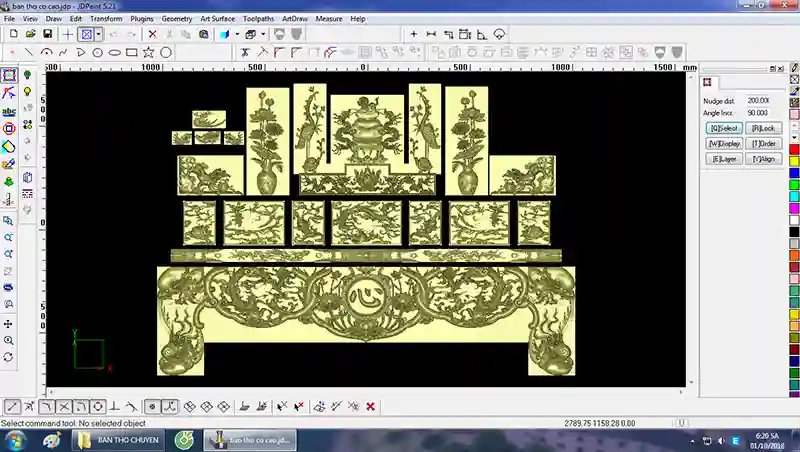file mẫu sập thờ trên phần mềm jdpaint 