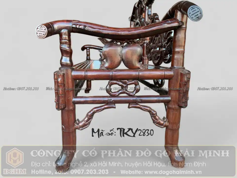 ghế trường kỷ đục trúc tre chữ thọ