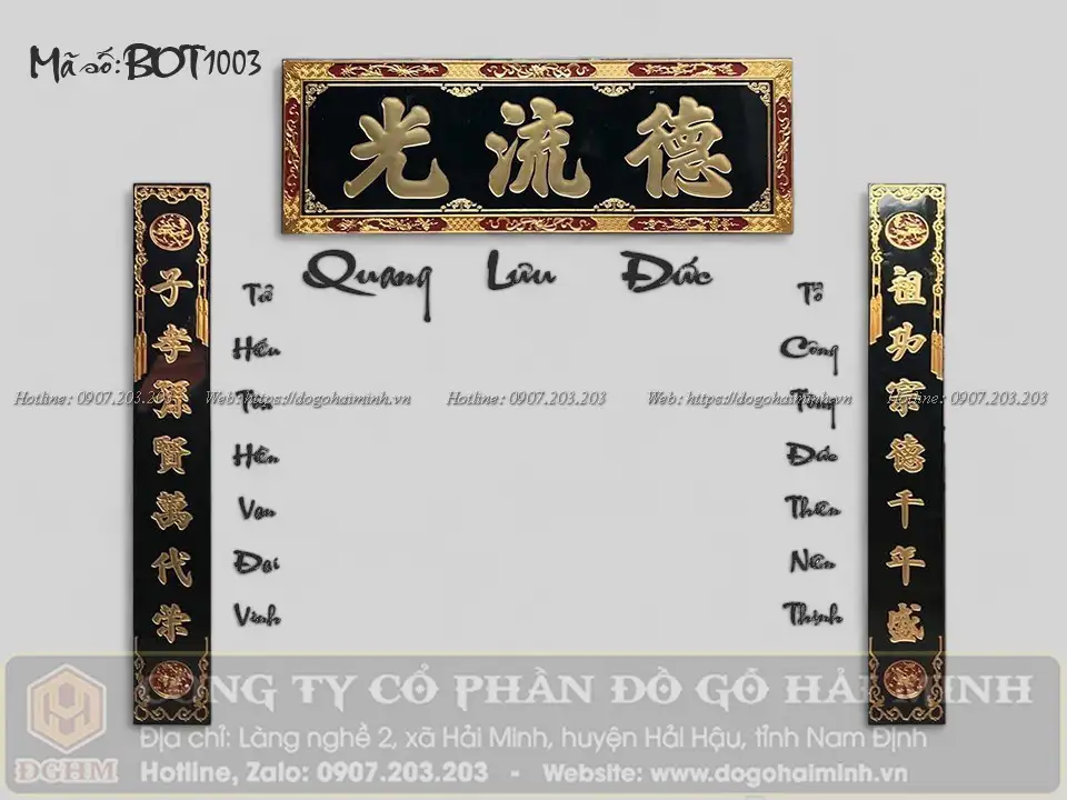 hoành phi câu đối đức lưu quang sơn son thếp vàng