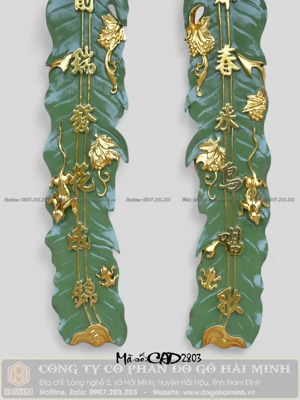 câu đối tàu lá chuối chữ Hán thếp vàng