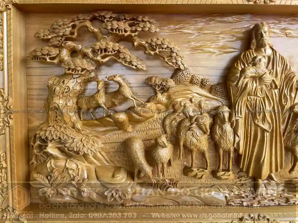 tranh gỗ chúa chiên lành