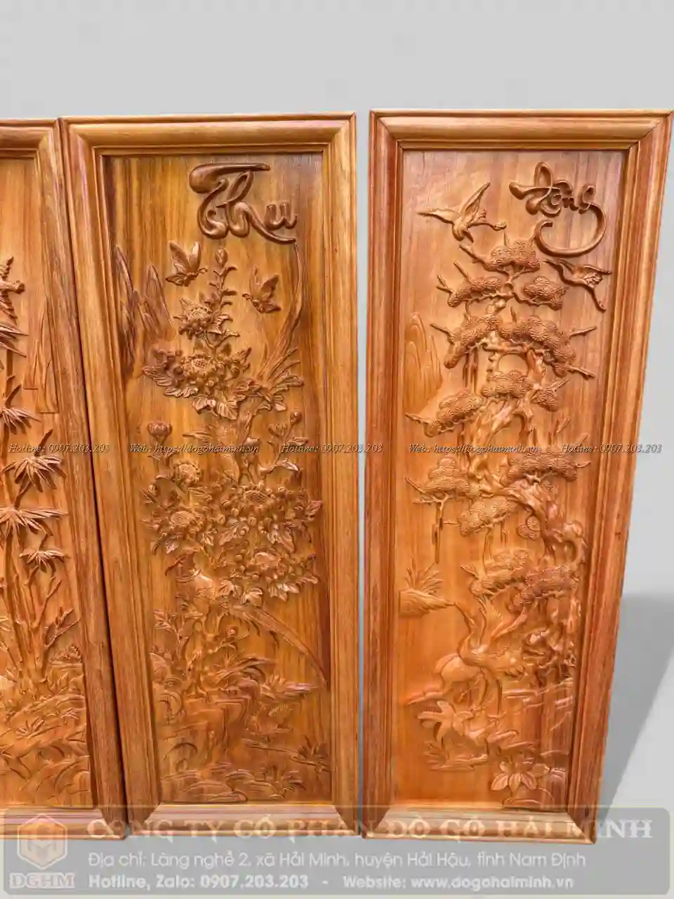 tranh tứ quý gỗ hương đỏ giá rẻ