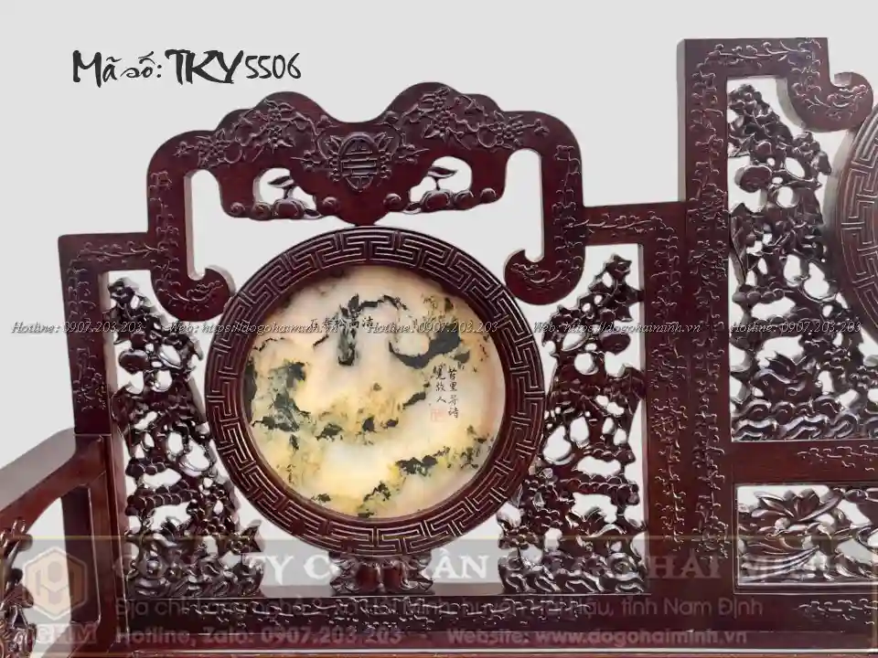 trường kỷ huế đục dắt hoa mai gỗ gụ