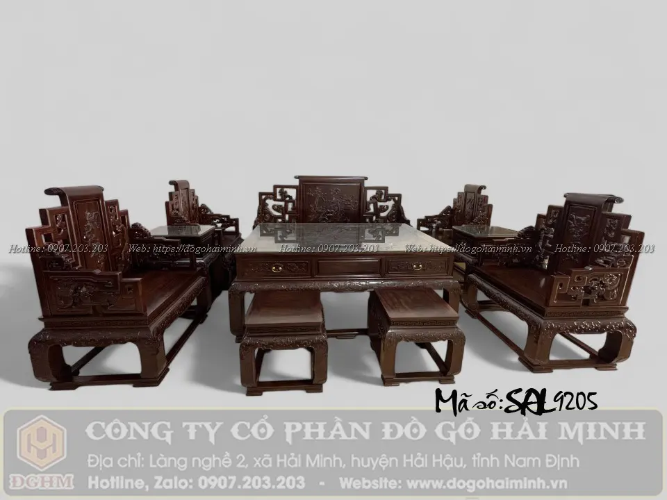 bộ bàn ghế sơn thuỷ 10 món gỗ trắc đẹp