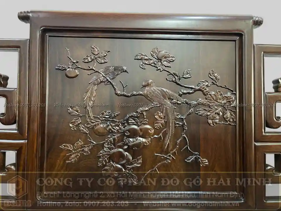 tựa ghế sơn thuỷ gỗ trắc đục cảnh sơn thuỷ hữu tình