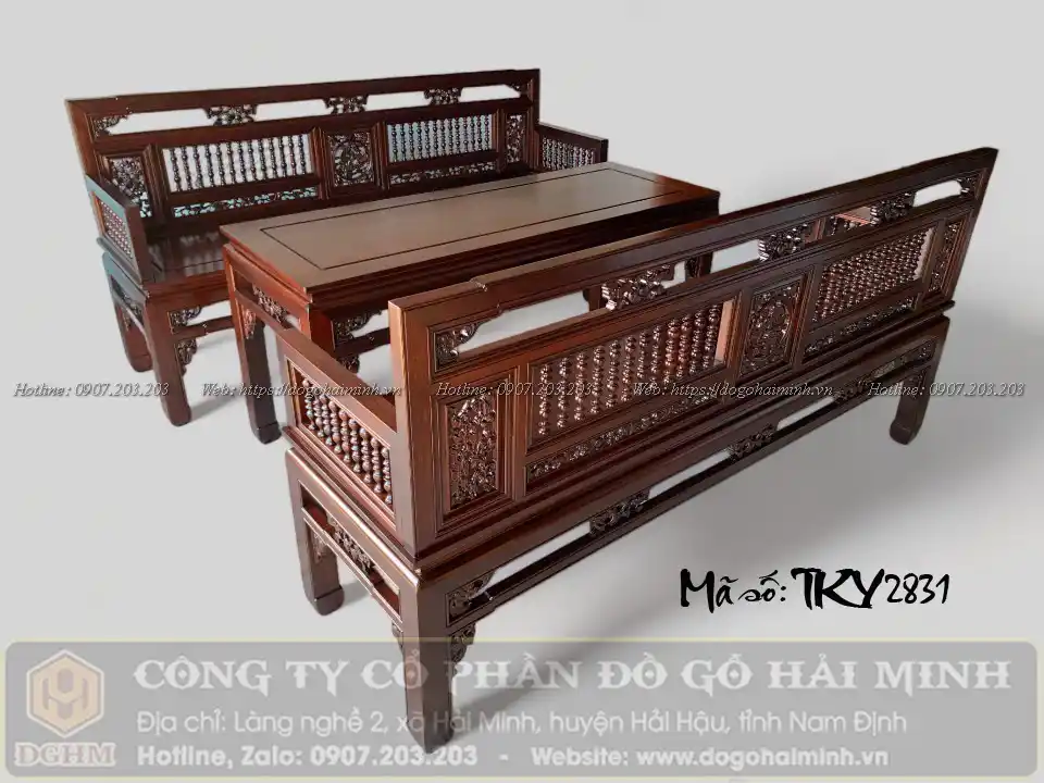 trường kỷ song tiện chân thẳng mẫu huế