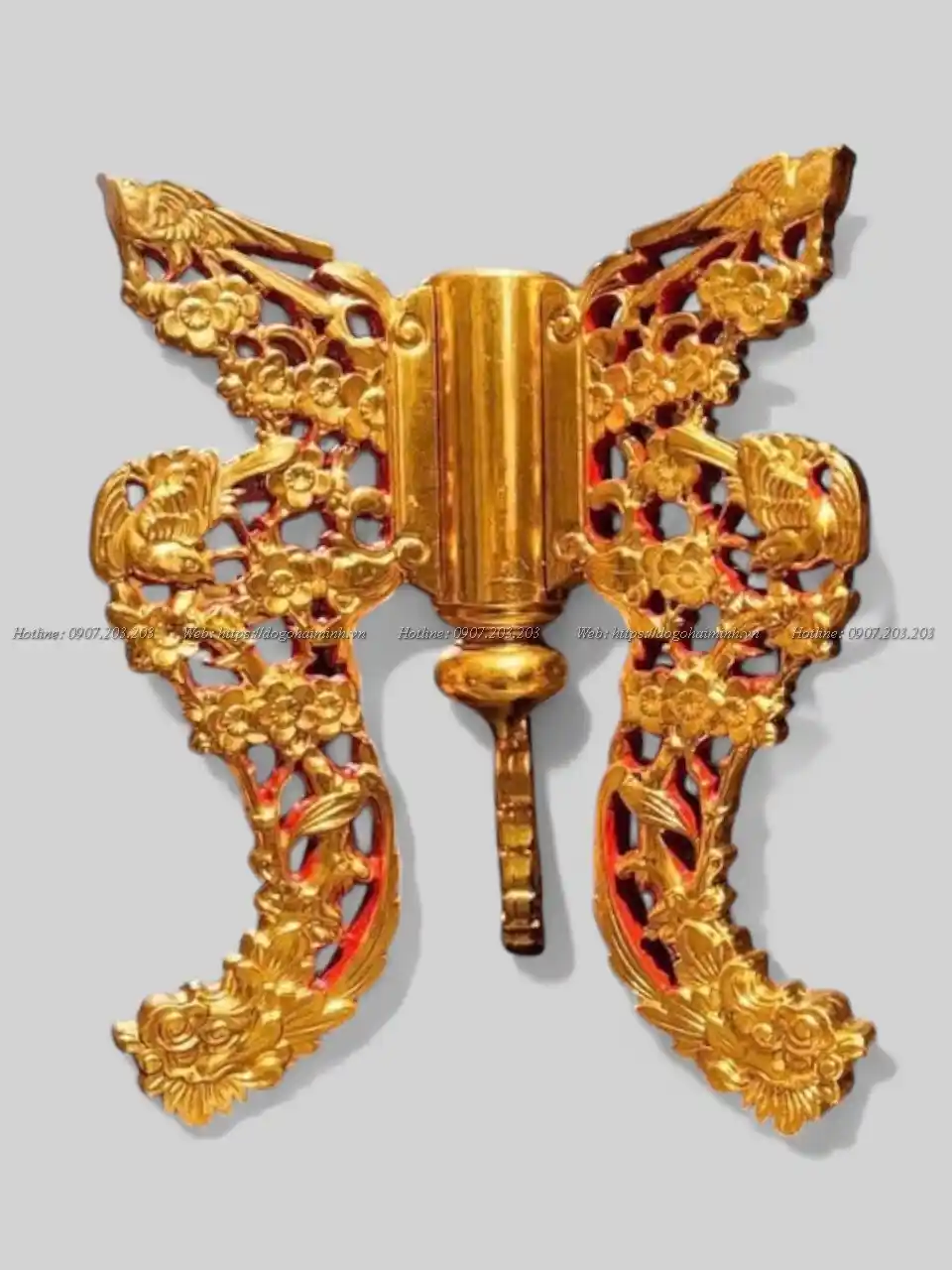 chò gỗ hoa mai sơn son thếp vàng