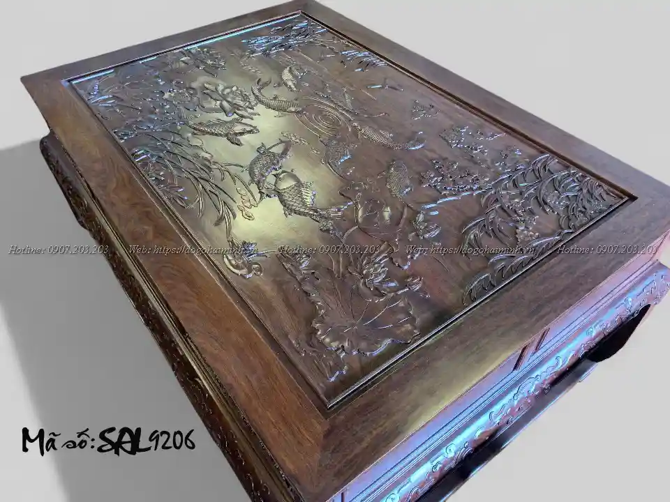 bàn ghế sơn thuỷ đục chim hoa gỗ trắc