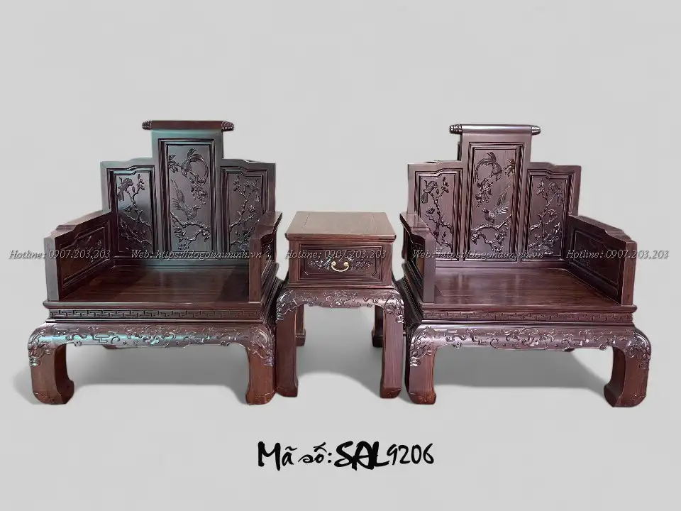 mẫu ghế sơn thuỷ đục chim hoa gỗ trắc